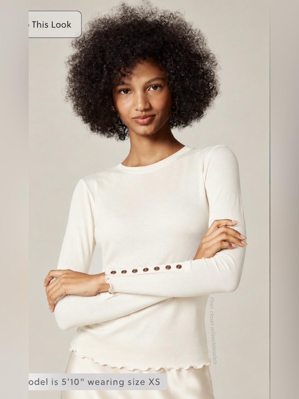 J.Crew Refined rib long-sleeve T-shirt with button cuffs in ivory